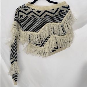One shoulder fringe sweater